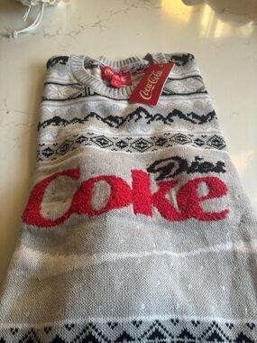 Diet Coke Gray and Black Knit Sweater with Red Coke Logo
